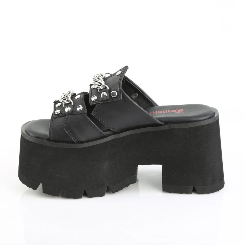 Demonia Ashes-08 Black Platform Sandals - Picture 4 of 5